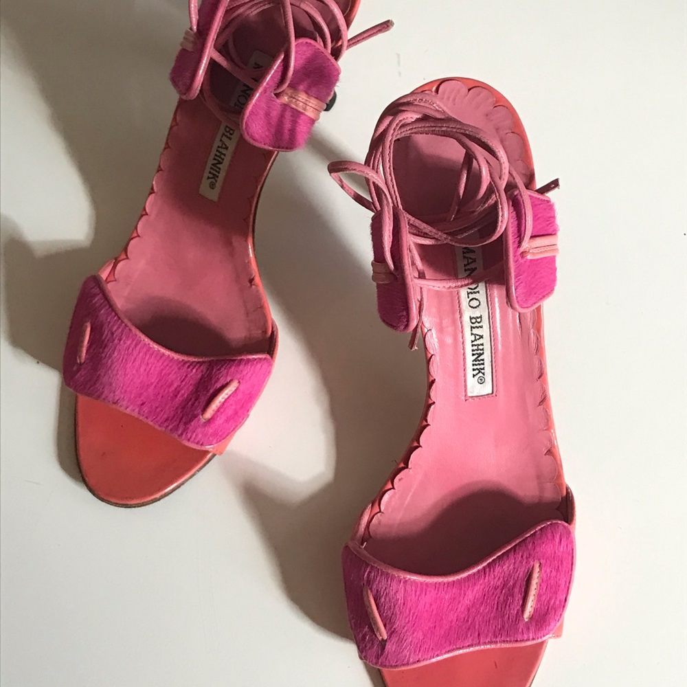 Manolo Blahnik Pink Horsehair Heels
